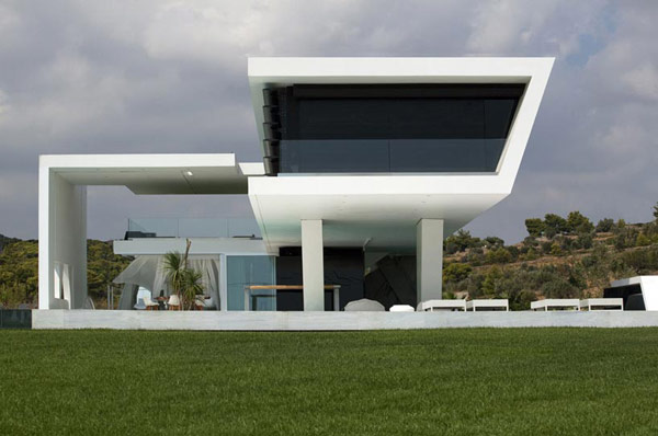 futuristisches residenz projekt athen weiß minimalistisch