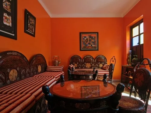gesättigt rot farbe design wohnzimmer orient