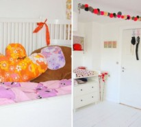 Stilvolle Kinderzimmer Idee für Zwillingsmädchen in rosa, weiß und rot