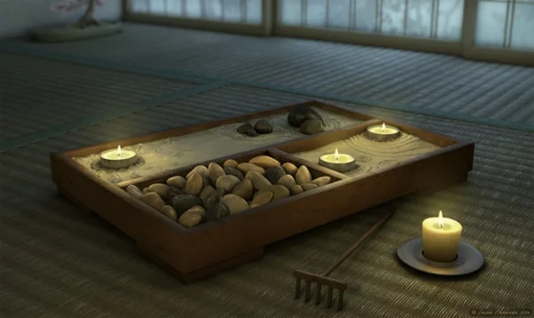 japanische deko ideen wohnung zen stil kerzen bienenwachs aromen