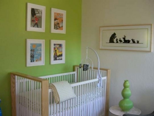 kinderzimmer grün babybett gitter design interieur