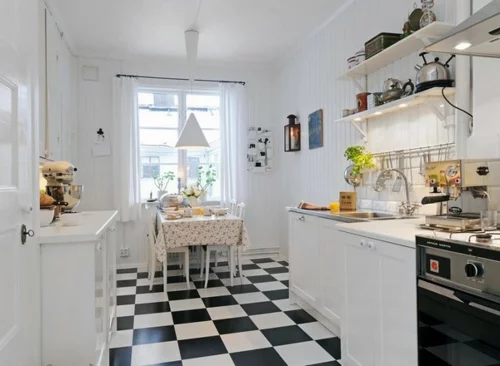 kompakt kleine weiße küche design idee