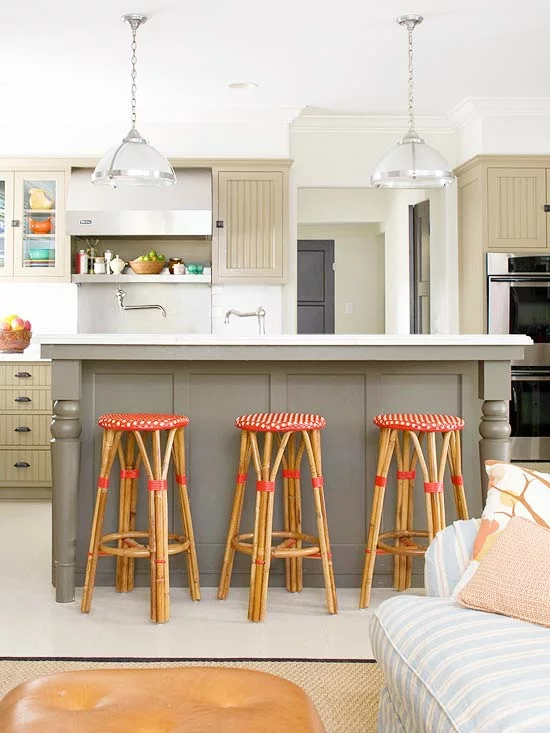 küche idee design grau arbeitsplatte beige küchenschränke