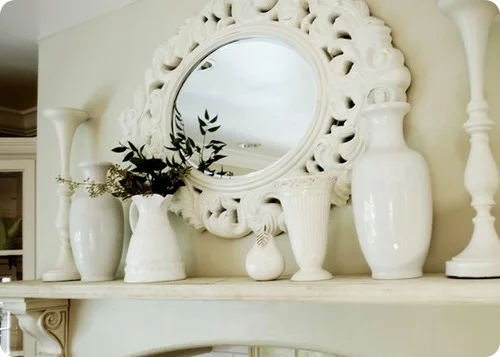 küche kaminsims spiegel weiß farbe dominierend