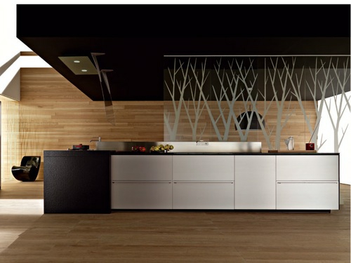 küchen interieurs holz schwarz zimmerdach idee kücheninsel geometrische
