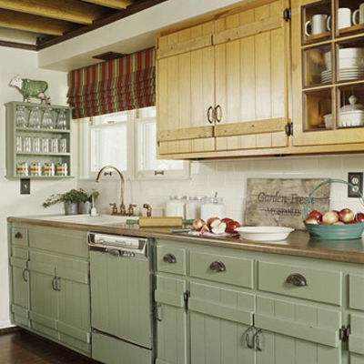 mach selbst renovierung schmale Küchen Interieurs blass grün farben