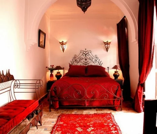marokkanische schlafzimmer design idee rot farbe