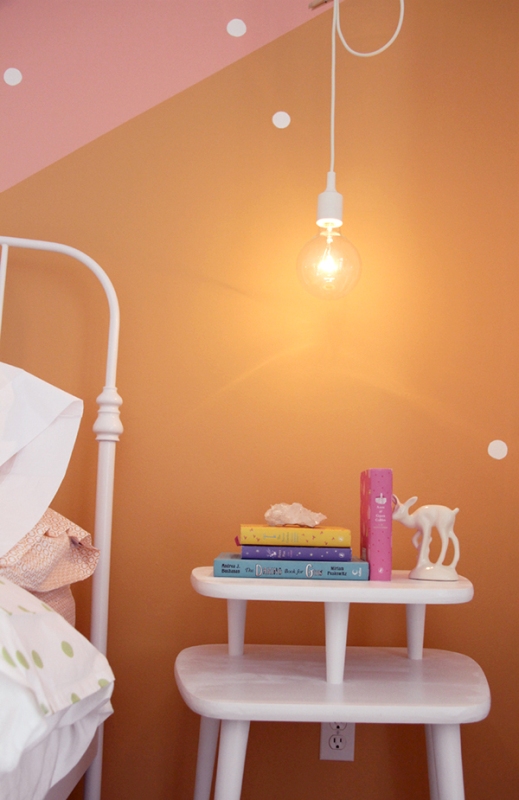 mädchen schlafzimmer design idee leuchte punkte farben