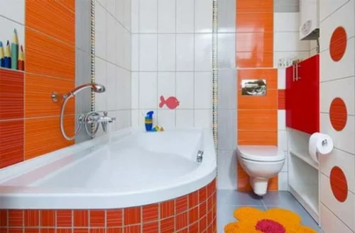 orange badewanne idee badezimmer design