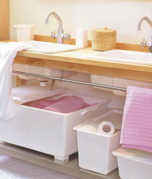 plastik körbe aufbewahrung ordnung badezimmer klein