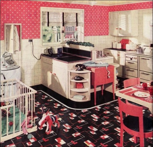  idee küche design einrichten rosa wand muster