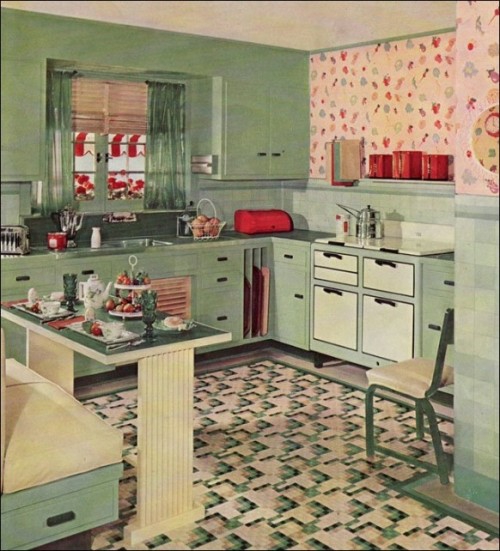 retro küchen designs grüne wand
