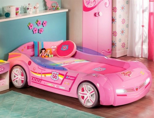 rosa autobett mädchen kinderzimmer design