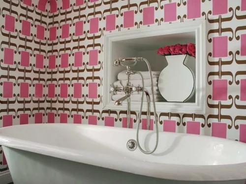rosa fliesen badewanne idee design
