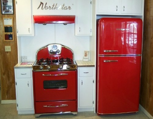 rot retro küche design idee