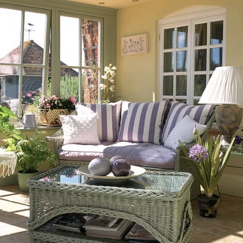 rustikales wohnzimmer ideen design sonne licht terrasse