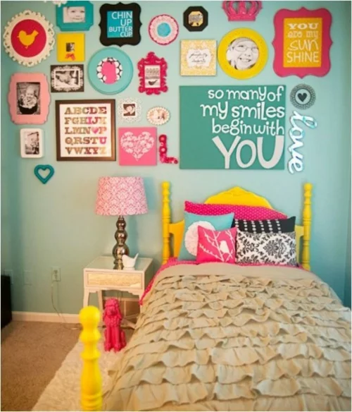 schlafzimmer design idee bunt originell farben