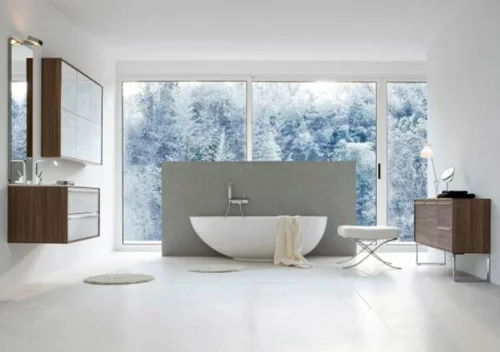 schlicht badewanne badezimmer boden idee minimalistisch
