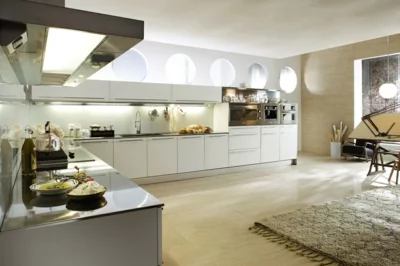 schöne küche design grau weiß l-förmig