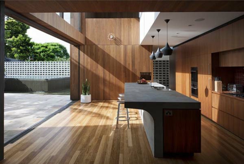stilvolle wanddekoration aus echtholz küche minimalistisch