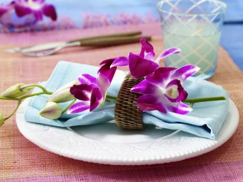 tischdeko mit orchideen edle serviette