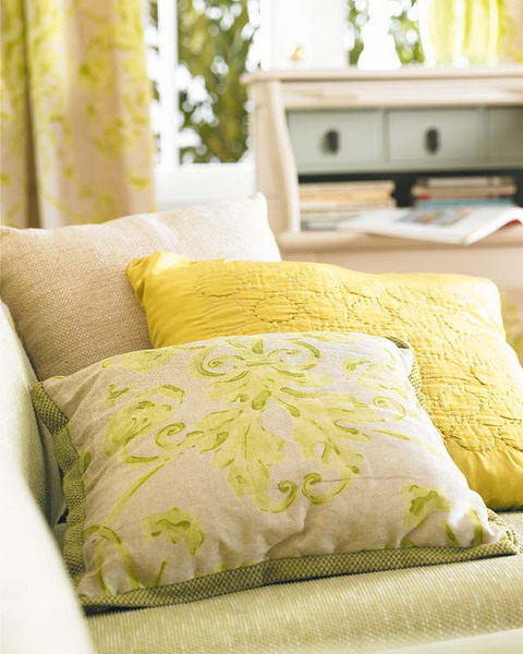 unterschiedlichen Stoffen Grüne Sommerwiese Wohnzimmer Kissen Sofa Design