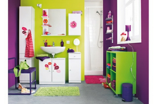 vielfarbig badezimmer design idee grell farbtöne