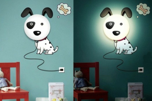 Wandlampen im Kinderzimmer designer idee hund weiß schwarz