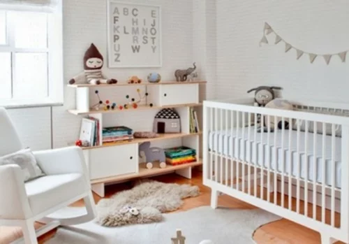 weiße babyzimmer design ideen gitterbett sessel