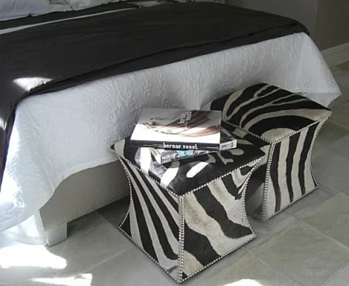 zebrastreifen design schlafzimmer hocker teppich bequem behaglich