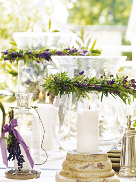 Ideen Hausdekoration Lavendel Kerze Vasen Design