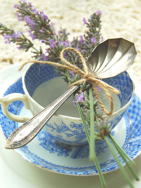 Ideen Hausdekoration Lavendel Tasse Teller Tisch