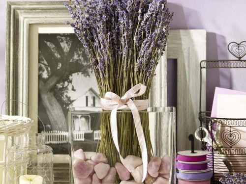 Ideen Hausdekoration mit Lavendel Vase Bilder Tisch