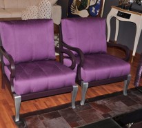 Lilafarbiges Wohnzimmer in eindrucksvollem Design