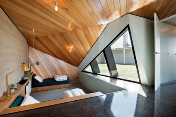 avantgardistisch dachgeschoss eckig design wohnbereich