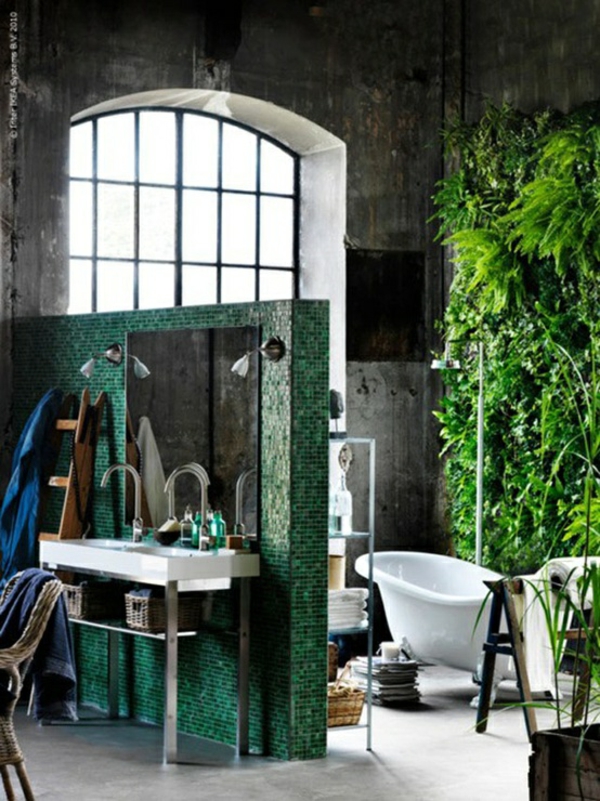 badezimmer design grüne pflanzen