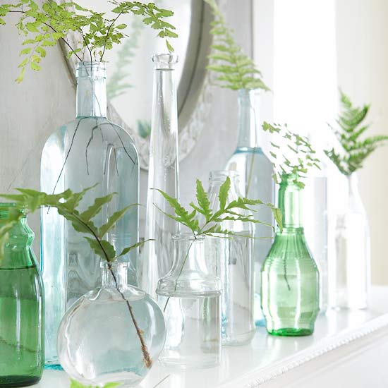 dekoration zu ostern selber machen gläsern vase pflanzen tisch