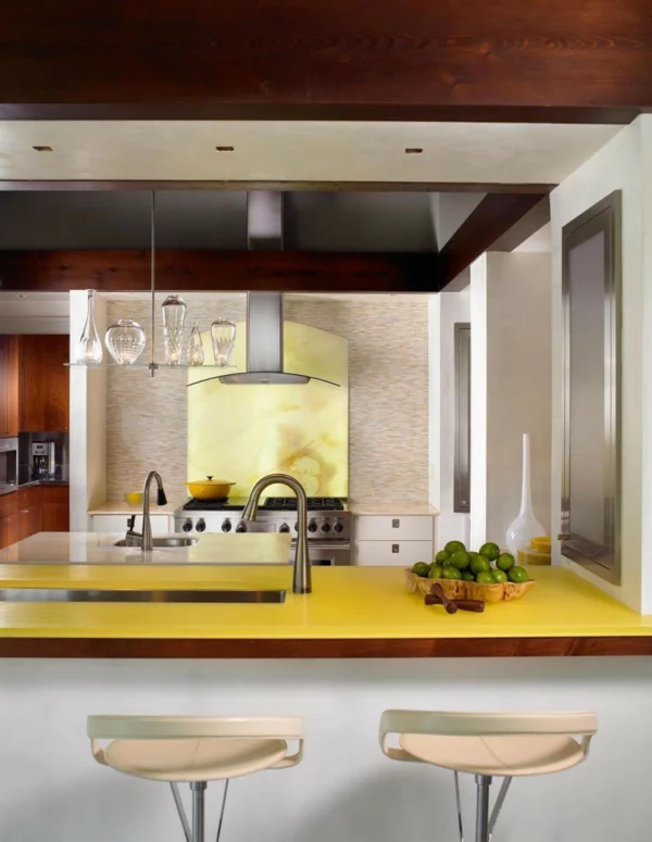 designer haus einzigartige beleuchtung gelb stehstühle küche