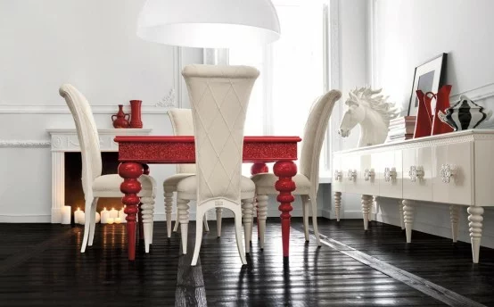 esszimmer einrichtung rot weiß italienisches design