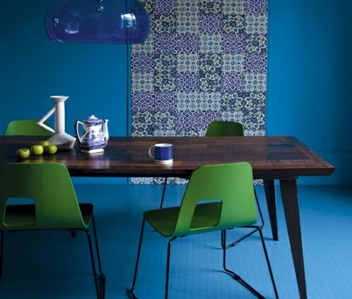 farbenfrohe esszimmer design ideen launisch grün blau