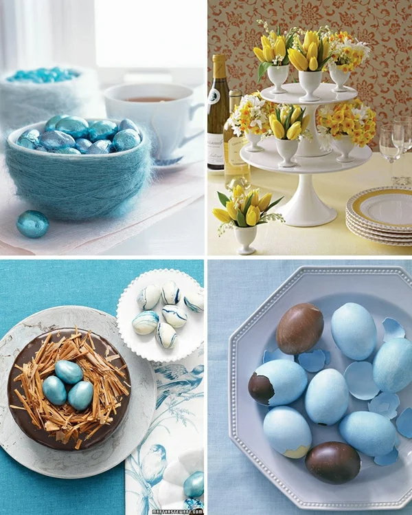 festliche dekoration zu ostern selber machen blau idee eier farben