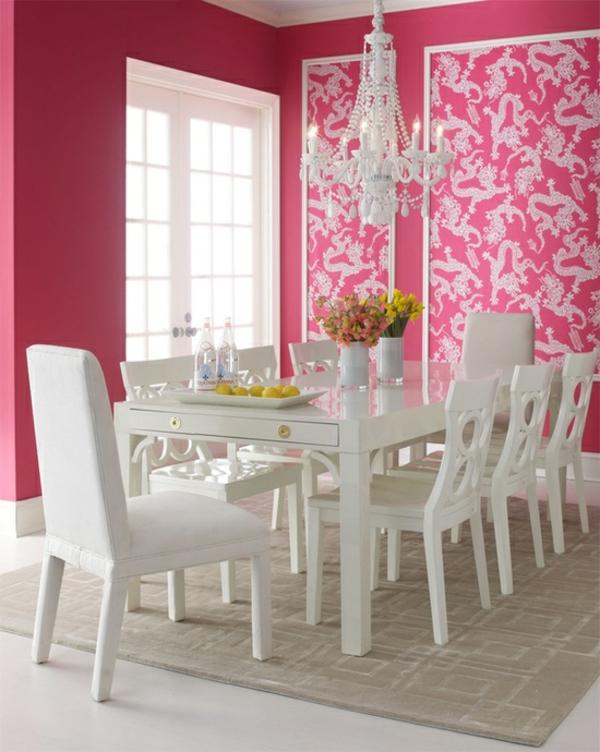 frühlingsdekorationen im esszimmer rosa wände