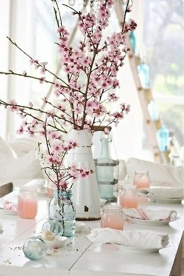 frühlingstischdeko rosa blüten