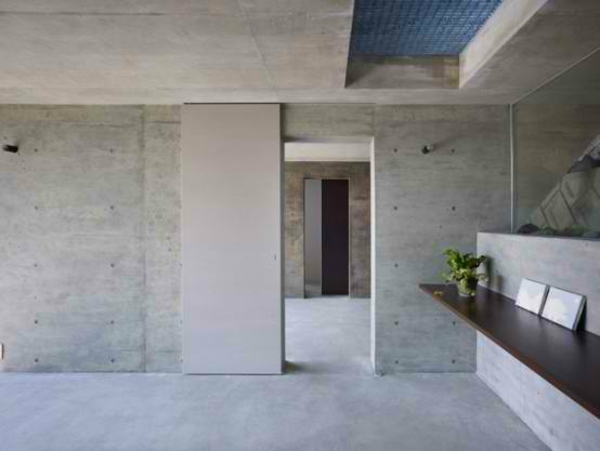 grau kalt interieur minimalistisch idee betontapeten