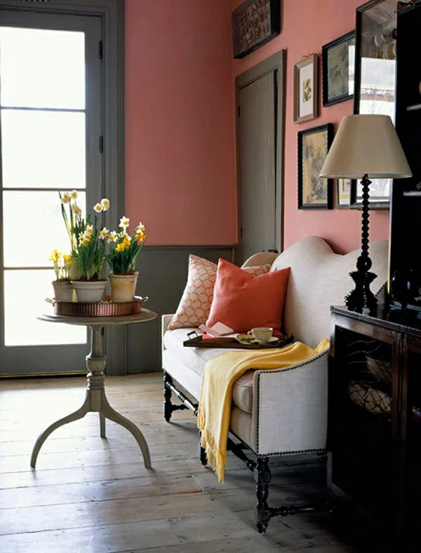 grau-rosa interieur design ideen beistelltisch deko