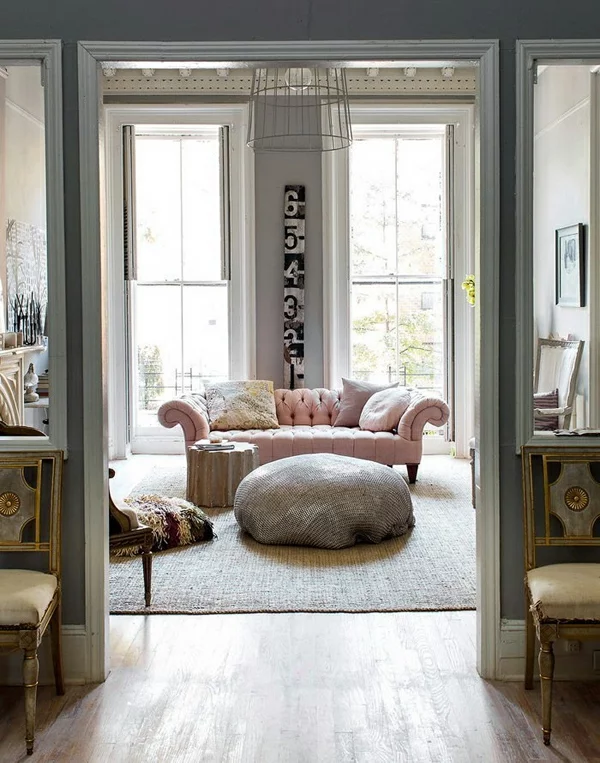 grau-rosa interieur design ideen wohnbereich