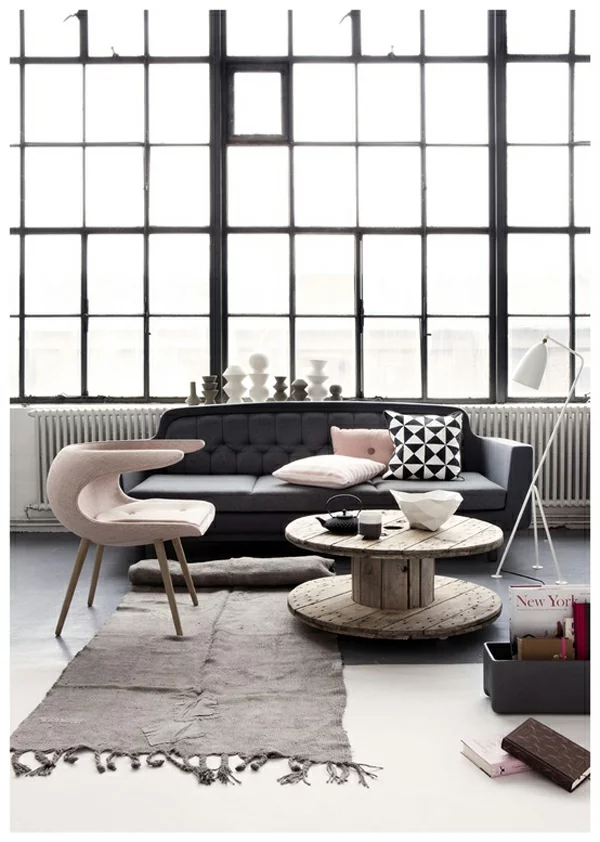 grau rosa interieur design ideen wohnzimmer art