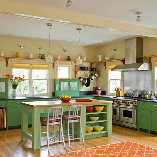 grün orange frisch kücheninsel design