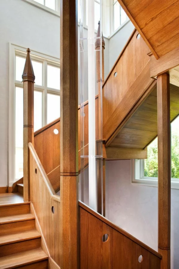 haus design treppenhaus holz massiv einzigartig