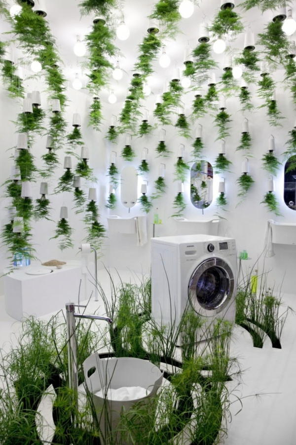 kreativ badezimmer luftpflanzen waschmaschine